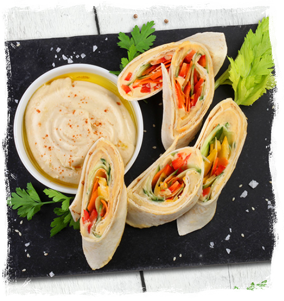 VEGETABLE WRAPS WITH HUMMUS