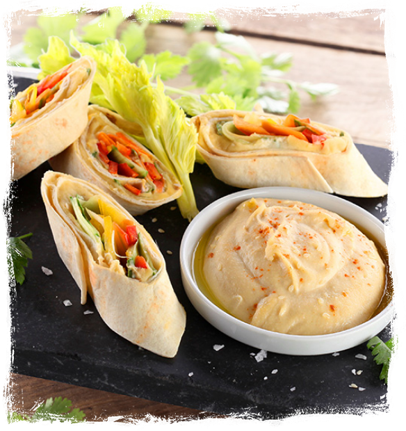 VEGETABLE WRAPS WITH HUMMUS