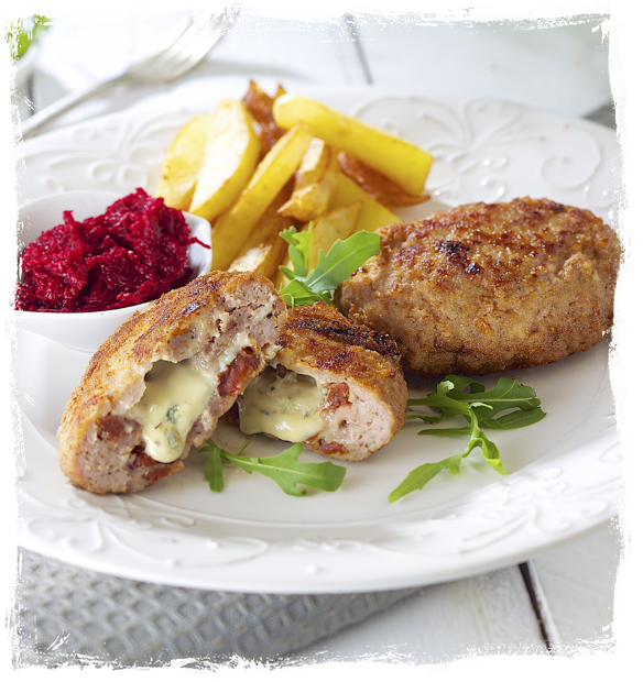 MINCED MEAT CUTLETS STUFFED WITH CHEESE AND DRIED TOMATOES  