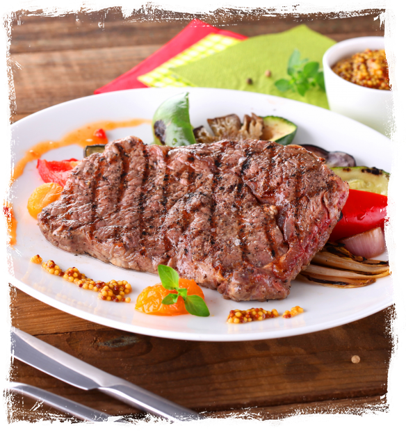 ENTRECOTE STEAK WITH GRILLED VEGETABLES 