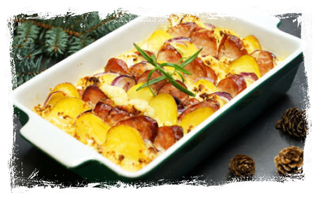 ŚWIĄTECZNA ZAPIEKANKA Z KIEŁBASĄ TRADYCYJNĄ