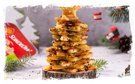 FRENCH CHRISTMAS TREE WITH HAM, CHEESE AND NIGELLA