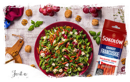 FRENCH SALAD WITH KABANOS SAUSAGES AND CHEESE  