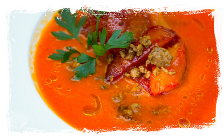 PEPPER CREAM WITH BEEF AND PLUMS