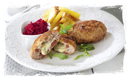 MINCED MEAT CUTLETS STUFFED WITH CHEESE AND DRIED TOMATOES  