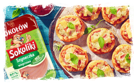 HAWAIIAN MINI PIZZAS WITH PINEAPPLE AND HAM