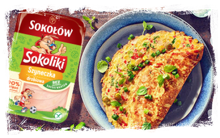 OMLET Z SZYNECZKĄ, KUKURYDZĄ I PAPRYKĄ