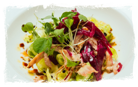 SALAD WITH ROASTED BEET AND PORK SHOULDER