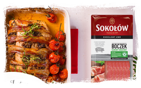 BAKED PORK LOIN WITH MUSHROOM AND BACON STUFFING 